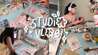 studio vlog ✿ packing 222 orders sticker drop day how I pack my sticker orders [upl. by Stillas]