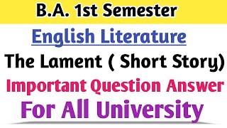 BA 1st semester English literature the lament important questions answers for exam 202425 [upl. by Ameh825]