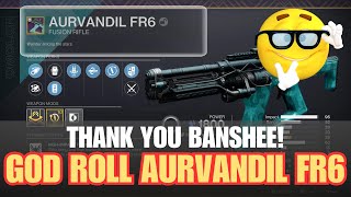 I just received this God Roll Aurvandil FR6 fusion rifle from Banshee on the last day of season 23 [upl. by Bidget]