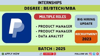 PAYPAL HIRING🔥🔥  SUMMER INTERNS  2025 BATCH  LATEST HIRING UPDATES applynow [upl. by Esilana]