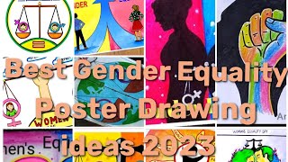 How to draw Gender Equality Drawing  Poster making ideas  Womans day Poster drawing [upl. by Truc]