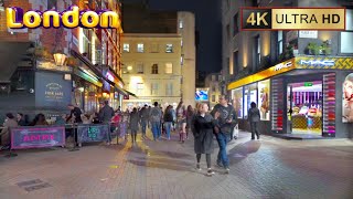 London Nightlife Walk Soho Carnaby and Oxford Street 4K60 [upl. by Ecinreb]