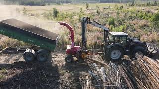 Измельчитель веток  рубительная машиная JUNKKARI HJ500 производство щепы [upl. by Dionne874]