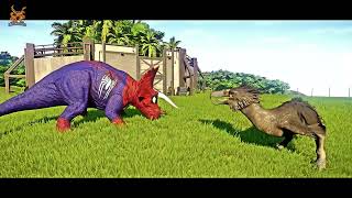 Chomper Vs Scorpios Rex Vs Kelenken Vs Spiderman Triceratops [upl. by Inafetse]