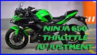 Ninja 650 throttle slack adjustment  Works on most bikes [upl. by Ybrek]