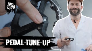 MTB Pedalen Service  Crankbrothers Stamp 7 PedalTuneUp  MO Show [upl. by Sinnard627]