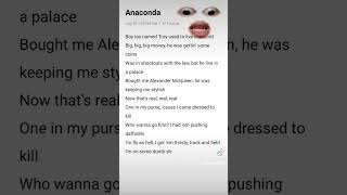 Anaconda Nicki Minaj lyricsvideo lyrics songlyrics [upl. by Nagap]