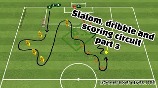 Slalom dribble and scoring drill circuit part 3  Soccer Exercises  306 [upl. by Venezia]