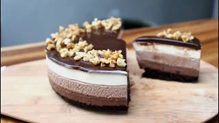 No Bake 3 Layer Chocolate Cheesecake [upl. by Armillda36]