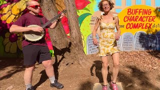 Cabbagetown Banjo amp Buckdance w blooper  Miss Moonshine amp Don Lupo  Wylie St mural wall [upl. by Plafker673]