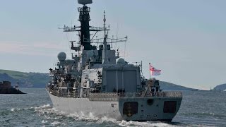 HMS SOMERSET F82 LEAVES DEVONPORT NAVAL BASE AT MUTTON COVE  22nd May 2017 [upl. by Nerrak]