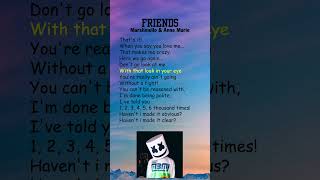 Marshmello amp Anne Marie  FRIENDS Lyrics shorts [upl. by Fronnia]