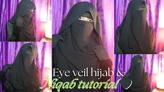 2 Style Eye veil hijab amp niqab tutorial🖤Easy amp unique veil hijab tutorial full coverage✨ [upl. by Dorrehs]