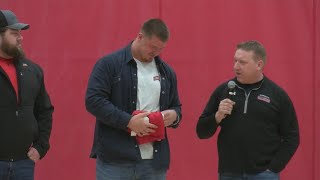 Valders High School retires Luke Goedekes jersey after first NFL season with Tampa Bay [upl. by Marylou]