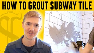 How to grout subway tile  DIY for beginners [upl. by Osugi]