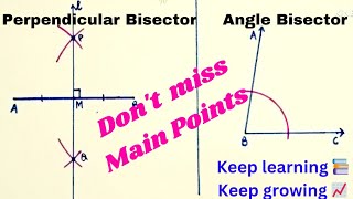 Angle bisector and perpendicular bisector  Construction  what is bisector [upl. by Els]