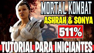 MK1 Ashrah amp Sonya combos 34 até 51 dano  Tutorial para iniciantes [upl. by Aliban50]