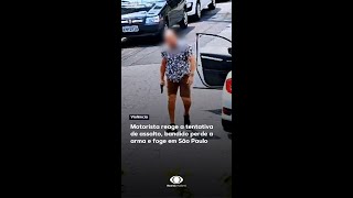 Motorista reage a tentativa de assalto bandido perde a arma e foge em São Paulo [upl. by Duquette786]