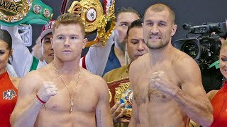 Canelo Alvarez vs Sergey Kovalev FULL WEIGH IN amp FINAL FACE OFF  DAZN Boxing [upl. by Ahsirpac]