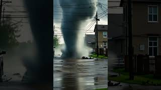 Tornado touches down on the flooded street terribletornado tornadousa florida2024 [upl. by Kacey]