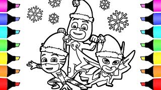 Pj Masks Christmas Coloring Pages I fun colouring for children [upl. by Misab790]