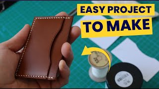 How to make a leather wallet for beginners Best leather craft project for beginners [upl. by Nagey]