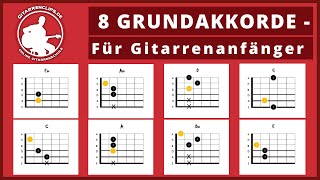 Die 8 wichtigsten Akkorde für Gitarrenanfänger für über 1000 Songs  gitarrenclipsde [upl. by Yenduhc]