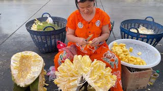 Skillful Jackfruit Cutting at Bangkok Market  Street Food [upl. by Ellery]