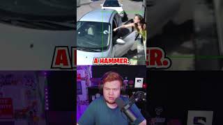 Barista Smashes Customers Windshield With A Hammer [upl. by Linus863]