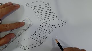 Easy 3D Stairs Drawing  How To Draw Stairs Easy Step By Step [upl. by Vod]