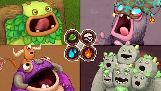 All Quad Element Monsters  All Islands Sounds amp Animations  My Singing Monsters [upl. by Eidoow]