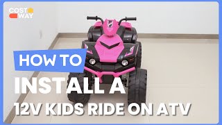 How to Install the 12V Kids Ride on ATV  ATY327798 costway howto [upl. by Ecirehs]