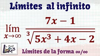 Límite en el infinito con raíz cúbica  Ejercicio 6  La Prof Lina M3 [upl. by Aiseneg]