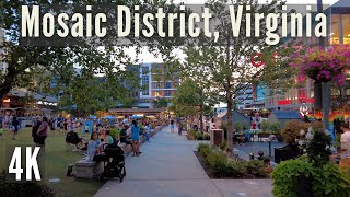 Mosaic District Merrifield Virginia  Friday night walk  4K  USA [upl. by Nanny]