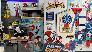 Marvel Spidey and His Amazing Friends Collection Unboxing Review  Marble Rush Go Spidey Go Playset [upl. by Eneres]