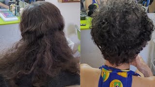 como fazer corte de cabelo feminino curto em cabelo cacheado [upl. by Trofmoc]