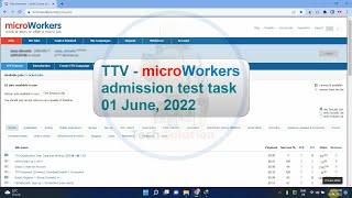 TTV microworkers admission test task 01 June 2022 [upl. by Einner]