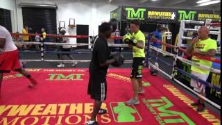 Nieky Holzken padwork with Jeff Mayweather inside Mayweather Boxing Club [upl. by Macguiness]