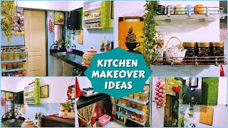 Small Kitchen Makeover on a Budget  Non Modular Kitchen Organization  Kitchen Decorating Ideas [upl. by Norrag]