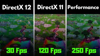 Fortnite  DirectX11 vs DirectX12 vs Performance mode  Side by side comparision  RTX 3050 4GB [upl. by Farlay]