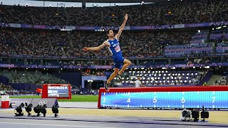 🇬🇷 Greeces Miltiadis Tentoglou gold winning jump in mens long jump Highlights Paris Olympics 2024 [upl. by Powel]