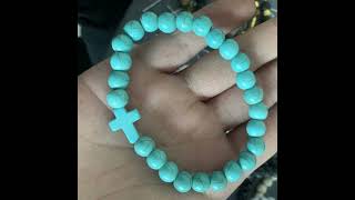 Turquoise Cross 8mm Stone Beads Bracelets turquoise bracelets [upl. by Rodrick]