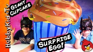 HobbyKids open a Giant CUPCAKE Toy Egg with Surprises [upl. by Ztnarf]