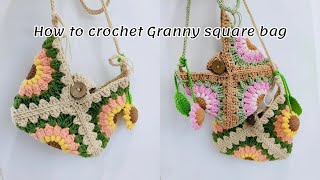 How to crochet granny square bag  Thuong crochet [upl. by Cj743]