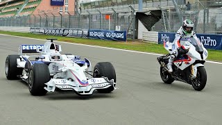 F1 Car vs Bike BMW Sauber F1 vs BMW S 1000 RR [upl. by Adnawed]