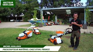 STIHL FRANCE  MICHEL GUILLOUX PRESENTE LES NOUVELLES TONDEUSES A BATTERIE 2024 AU STIHL TOUR 2023 [upl. by Balfore]