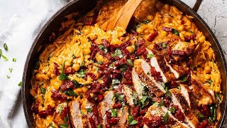 One pot chicken risoni orzo with crispy salami [upl. by Sialac]