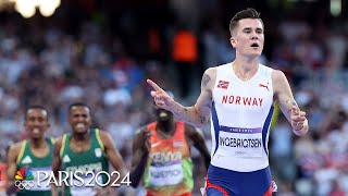 Jakob Ingebrigtsen MUSCLES his way to mens 5000m win Grant Fisher races to bronze  Paris Olympics [upl. by Agee906]