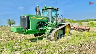 JOHN DEERE 9620T Tractor Disking [upl. by Naliorf]