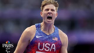 Hunter Woodhall becomes Paralympic champion with incredible 400m close for gold  NBC Sports [upl. by Aigroeg]